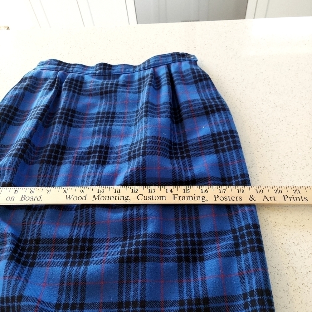 Pendleton Morgan Tartan Plaid Long Wool Skirt Size 6 Vintage Blue Black Red EUC - Picture 15 of 16
